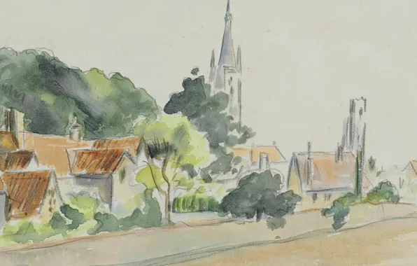 Picture figure, watercolor, Camille Pissarro, All Saints ' Church. Beulah Hill