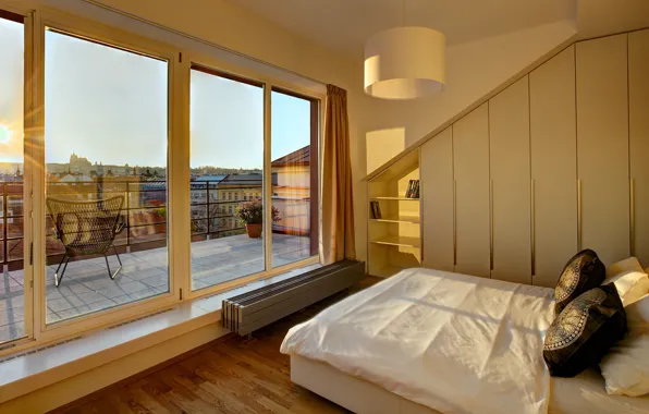 Interior, Prague, Old Town, Old town, Sunny apartment, Sunset Apartment, view of Prague Castle, Prague-1