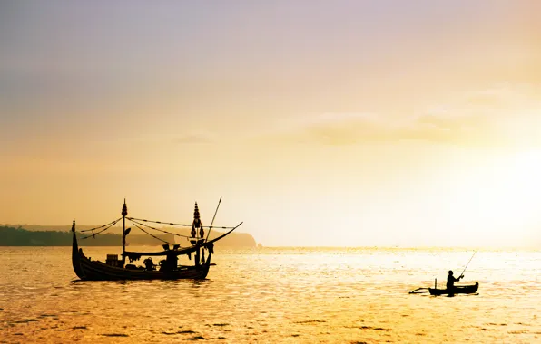Boat, fisherman, morning, Laguna