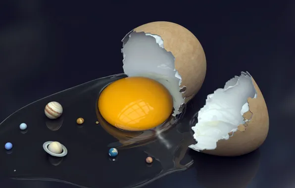 Space, earth, planet, egg, humor, solar system, shell, the yolk