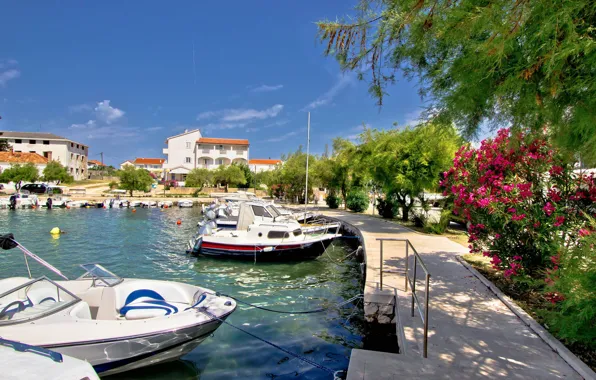 Sea, the city, Marina, boats, promenade, Croatia, Adriatica, Croatia