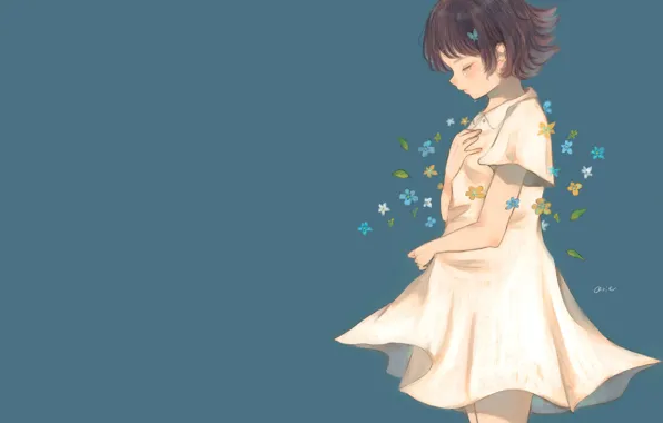 Flowers, girl, sad