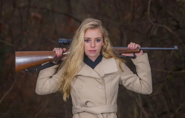 Picture look, girl, face, the gun, rifle