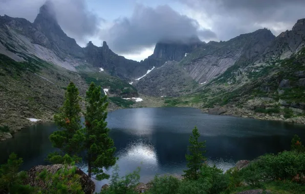 Picture the sky, trees, mountains, clouds, nature, rocks, Russia, Russia