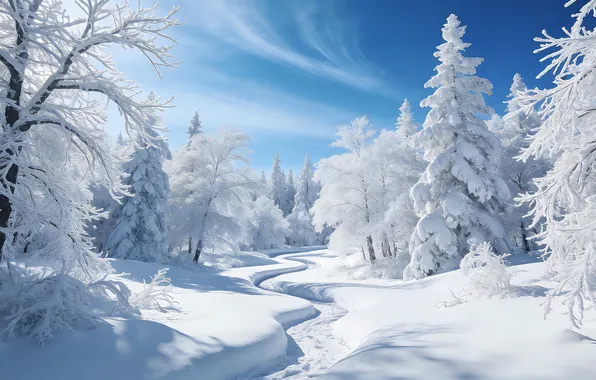 Picture landscape, nature, winter, snow, conifers, snowdrifts