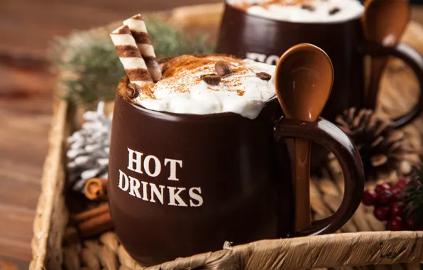 Picture tree, coffee, chocolate, cream, Cup, hot, cinnamon, cup