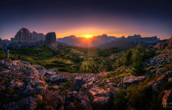 Picture rays, nature, rocks, dawn, valley, Luke Watschinger