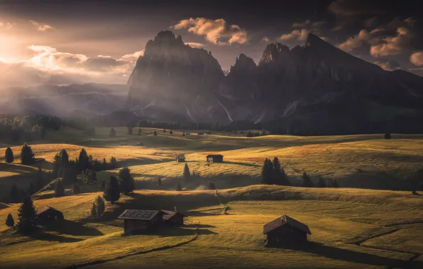 Picture field, Alps, house