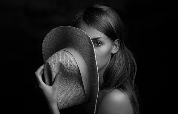 Hat, the beauty, Stepan Gladkov, b & W photograph