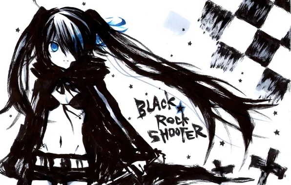 Picture girl, anime, art, black rock shooter, insane black rock shooter, Mato KURO