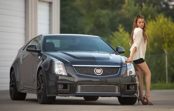Auto, Girls, beautiful girl, Cadillac CTS-V, posing on the car, LindaTom