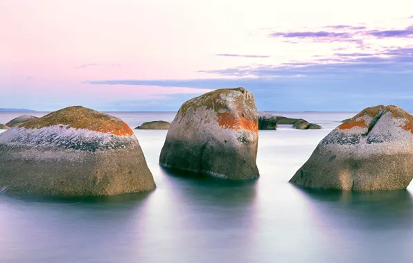 Sea, stones, granite rocks, Tasmania, Flinders island
