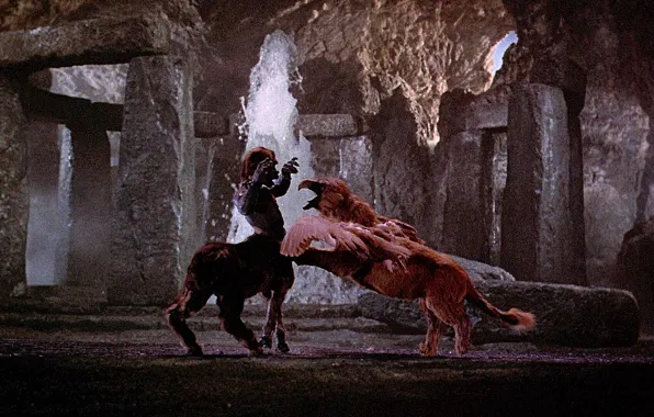 Stones, Wings, Fountain, Battle, 1973, Columbia Pictures, Centaur, Griffin