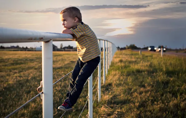 Picture road, the fence, boy, fence
