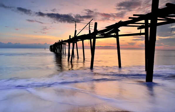 Sand, sea, wave, beach, summer, the sky, sunset, shore