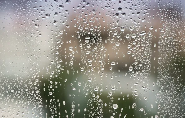 Picture glass, water, drops, after the rain, macro