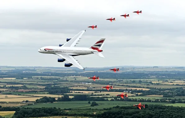 Parade, aircraft, Airbus A380