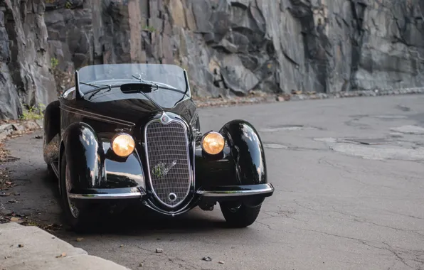 Black, Cabriolet, The Front Headlights, Classic Car, Alfa Romeo 8C
