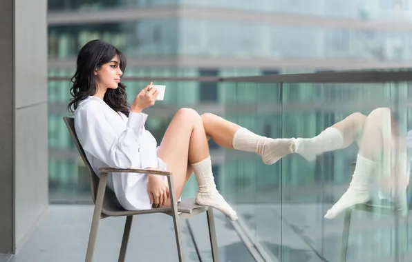 Girl, coffee, Cup