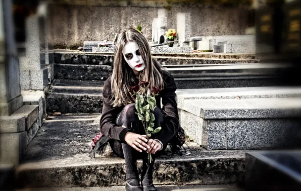 Girl, mask, hallowen