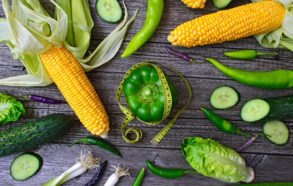 Bow, before, cabbage, Corn, Cucumber