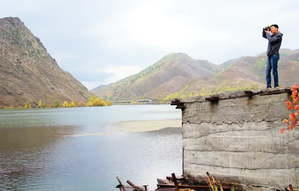 Autumn, water, river, photographer, Kazakhstan, Irtysh