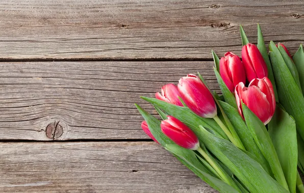 Flowers, bouquet, tulips, red, red, wood, flowers, tulips