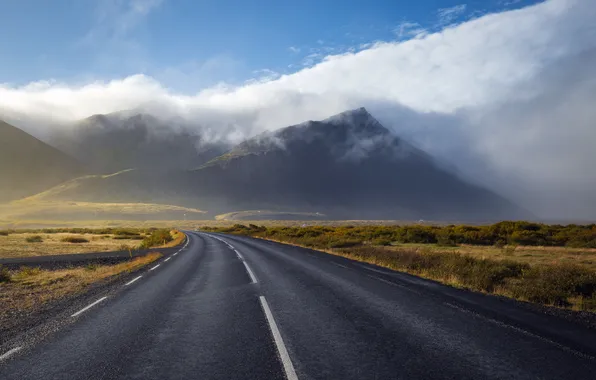 Picture mountains, clouds, Iceland, After the storm