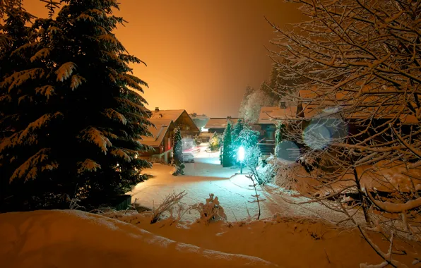 Winter, night, France, Chamonix, Chamonix
