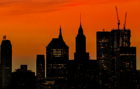 Skyscraper, home, New York, silhouette, USA, Manhattan