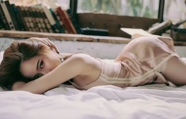 Look, bed, curves, book, Asian, hip, asian, Asian girl