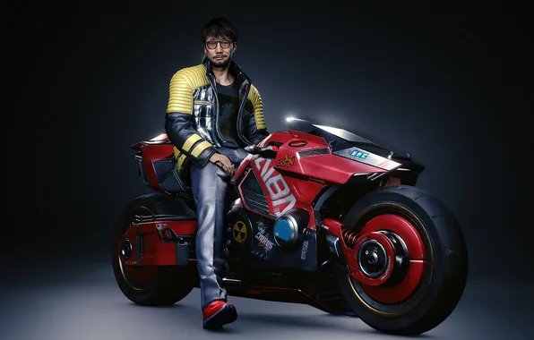 Glasses, Jacket, Cyberpunk 2077, Motocycle, 4k, Cyberpunk 2077, Kojima, Genius