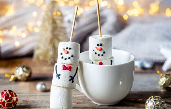 Christmas, candy, New year, snowmen, snowman, a couple, Duo, faces