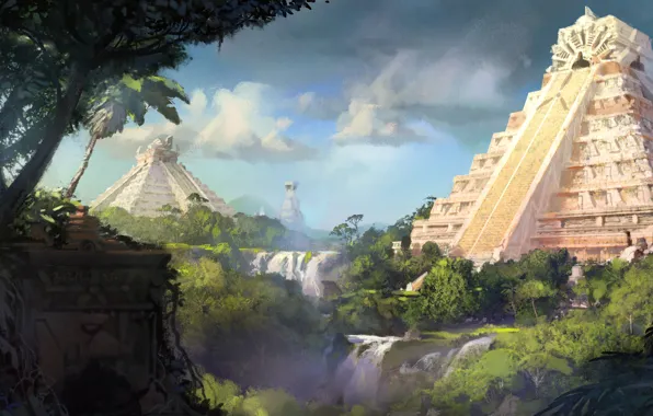 Picture art, painting, concept art, Pyramid
