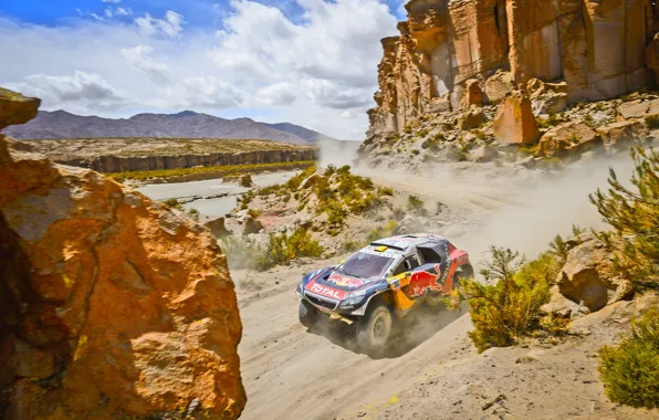 Sand, Mountains, 2008, Rocks, Sport, Speed, Race, Peugeot