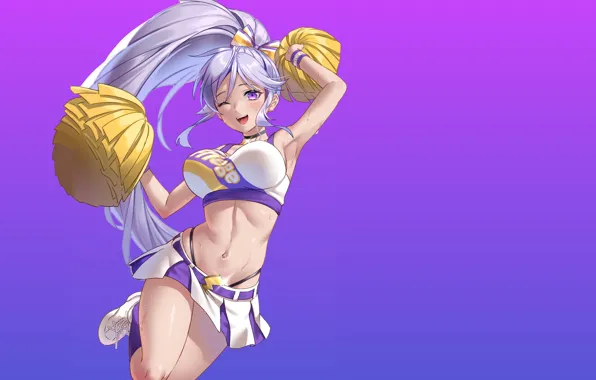 Girl, sexy, boobs, anime, pretty, breasts, sweat, skirt