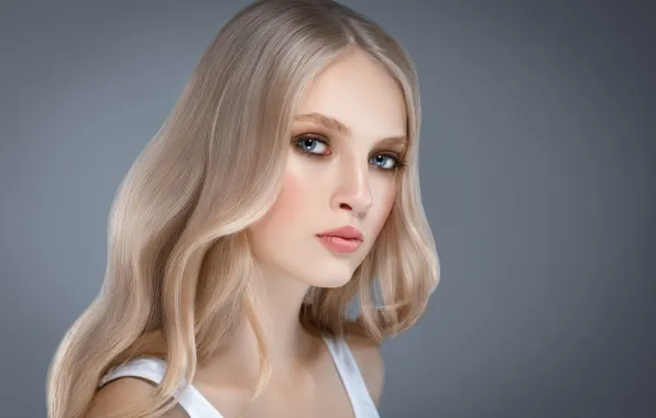 Look, face, pose, hair, portrait, blue eyes, shoulders, long hair