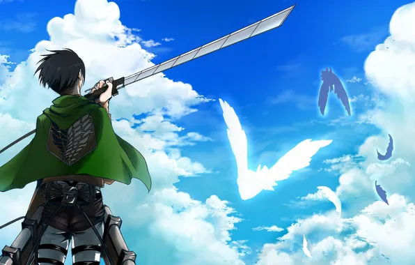 Clouds, guy, Attack Of The Titans, Shingeki No Kyojin, Levi