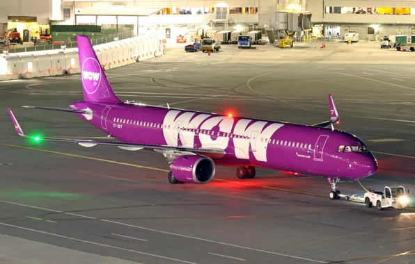 The airfield, a passenger plane, Airbus A321, TF-SKY