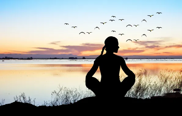 Picture relax, sunset, pose, yoga