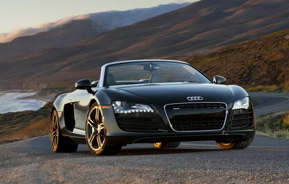 Mountains, Audi, audi, supercar, the front, spider, spyder