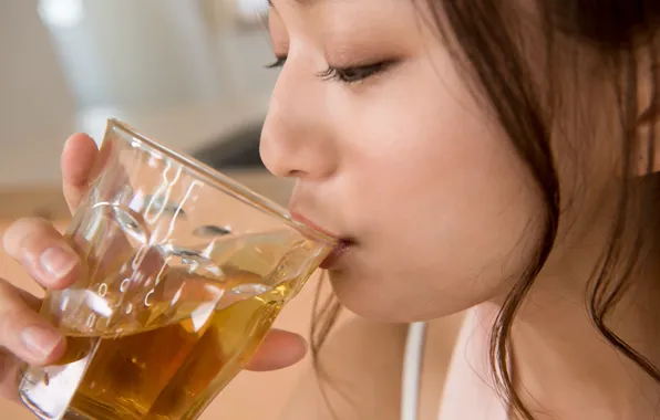 Beautiful, Asian, Model, Woman, Pretty, Close Up, Whiskey, Close Shot