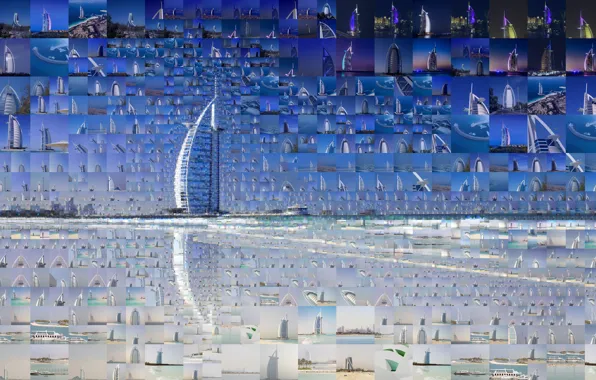 Picture collage, Dubai, UAE, Burj-al-Arab