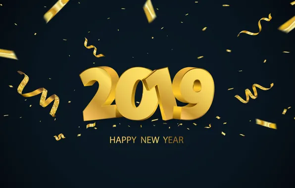 Background, gold, New Year, golden, New Year, Happy, 2019