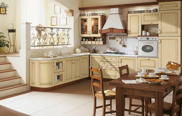 Style, Villa, interior, Italy, kitchen, dining room, dining area, Italian design