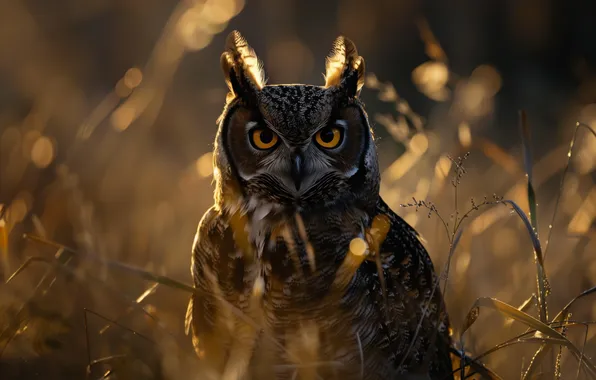 Sunset, look, owl