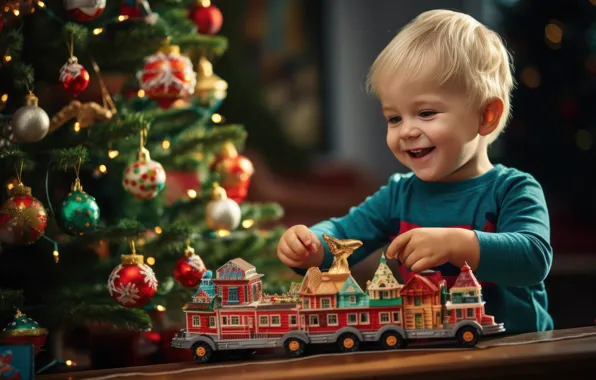 Machine, joy, lights, smile, the game, toys, train, the engine