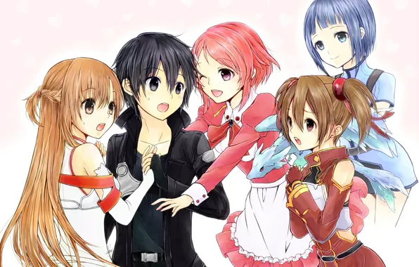 Girls, anime, art, Sword art online, Sword Art Online, Asuna, Kirito