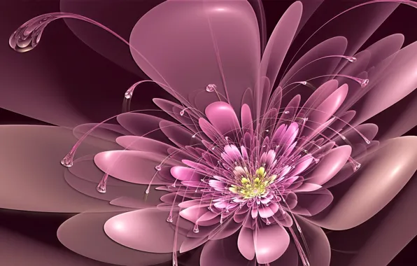 Picture flower, pink, neon, petals, art, antennae