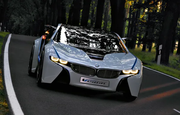 Road, Concept, lights, BMW, Vision, car, the front, EfficientDynamics